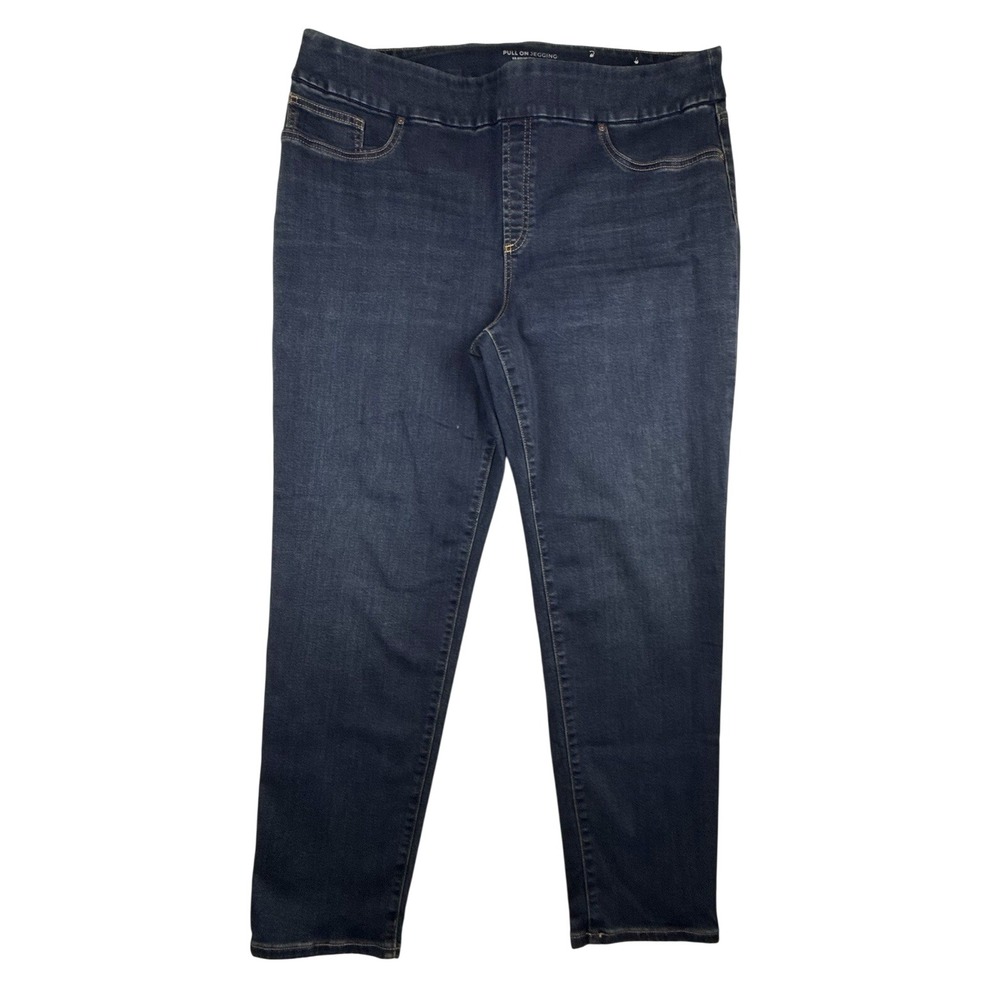 Chico's Pull On Jegging Ankle Jeans Pants 3R/16R Dark Wash Stretch Stretch Boho